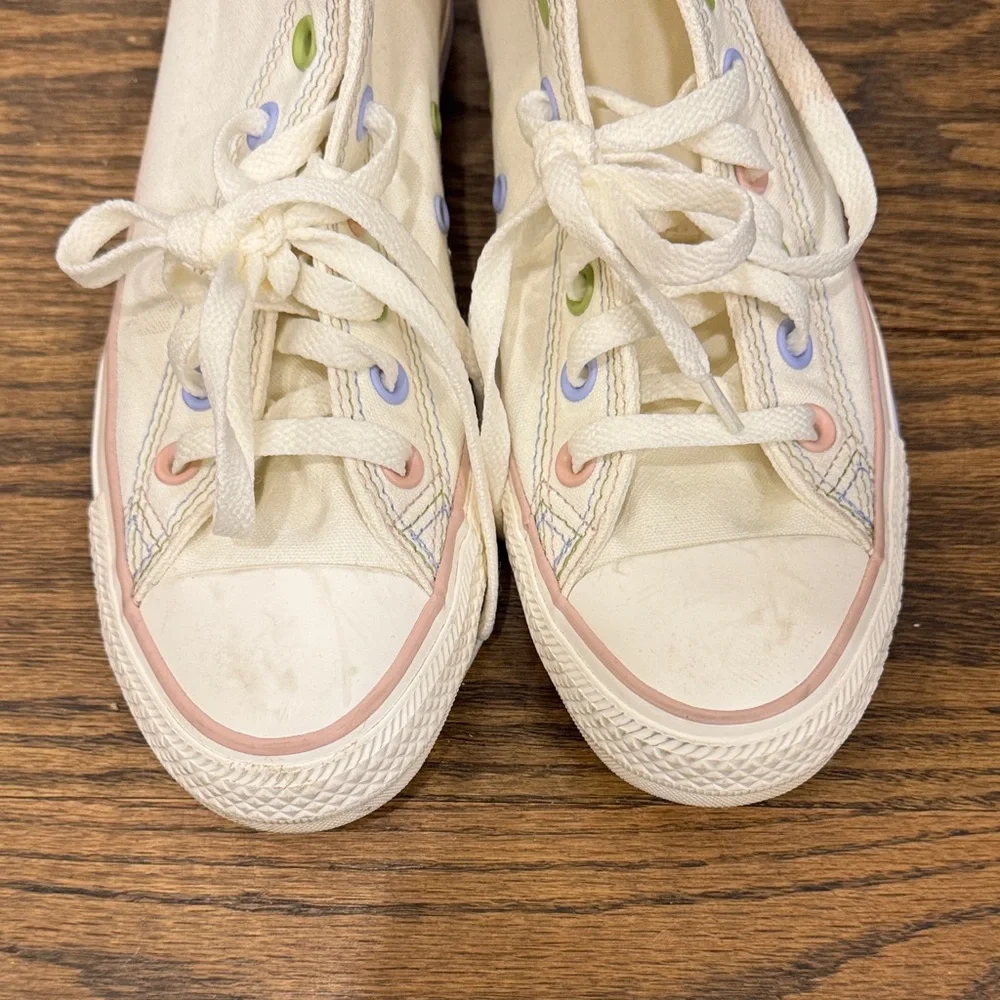 Converse Cream High-Top Sneakers with Multicolor Eyelets - Picture 7 of 7